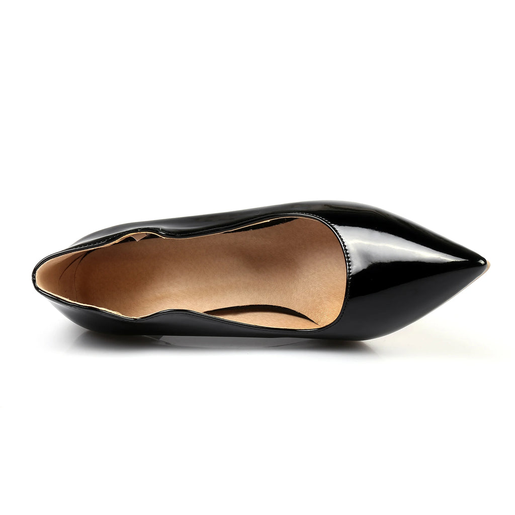 Nude High-Heeled Shoes for Women, Thin Heels, Pointed Toes, Small Size 30, 2024 New Style for Ladies, Elegant Spring and Autumn White Sexy Patent Leather Professional Black Women's Single Shoes, European and American Extra La