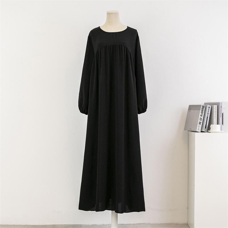 Women Loose Maxi Dresses Muslim Dress Spring Autumn Female Full Sleeve Casual Solid Pockets Robe Long Dresses Mujer Vestidoes