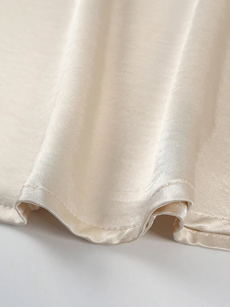 2025 New Women's Premium Design Elegant Satin A-line Half Skirt Pure Colour Belt Halter Skirt Dinner Party Dating