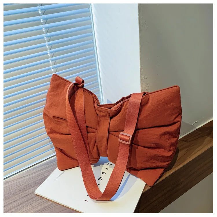 Soft Nylon Women's Portable Shoulder Bag Large Capacity Female Commute Crossbody Bags Simple Design Ladies Tote Purse Handbags