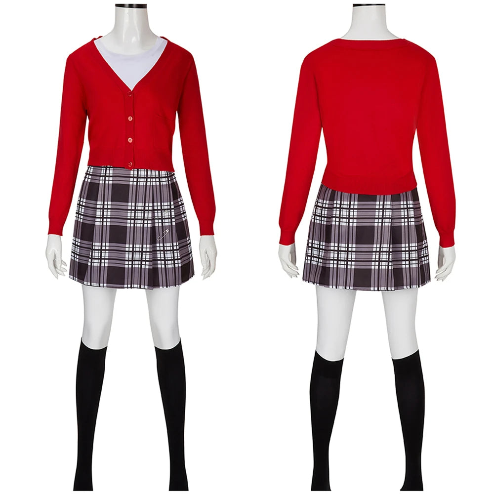 Movie Cher Horowitz Dion Dress Suit School Uniform College Jacket Skirt Woman Outfits Halloween Cosplay Costume