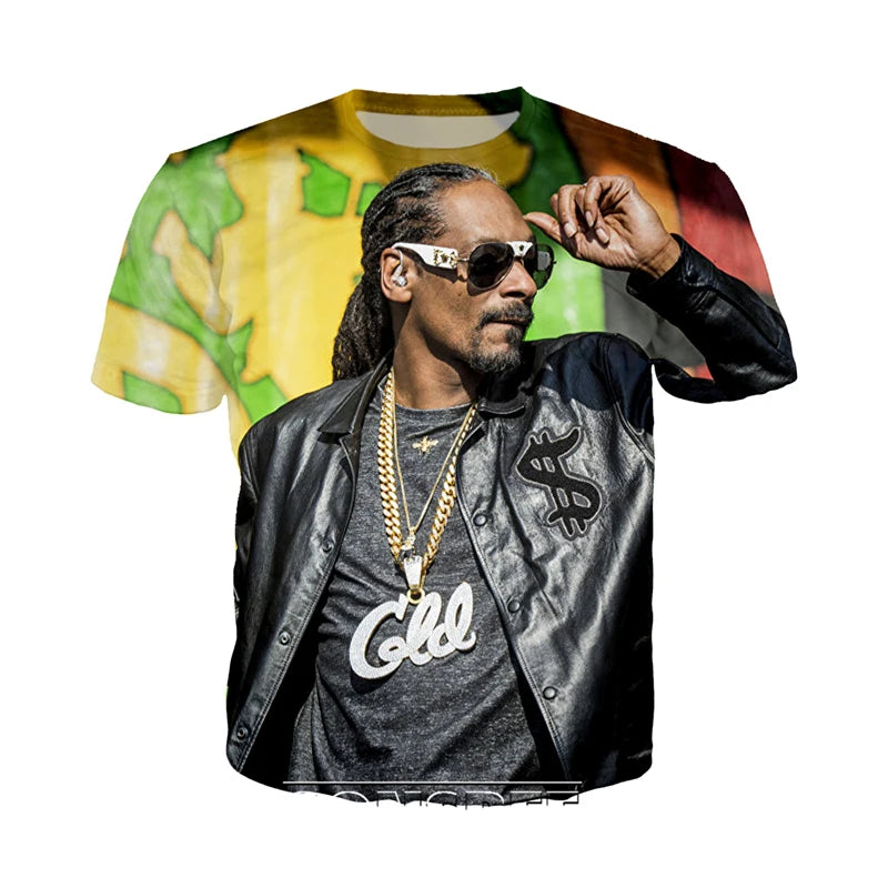 Men Women Streetwear Hip Hop Short Sleeve Snoop Dogg 3D Printed T-shirt Fashion Casual Harajuku Pullover  Rapper Tees Tops 6XL
