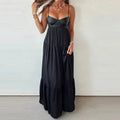 Summer Sexy Color Blocked Beach Vacation Dress Elegant High Waist Off Shoulder Dress Fashion PU Leather Spliced Pleat Maxi Dress