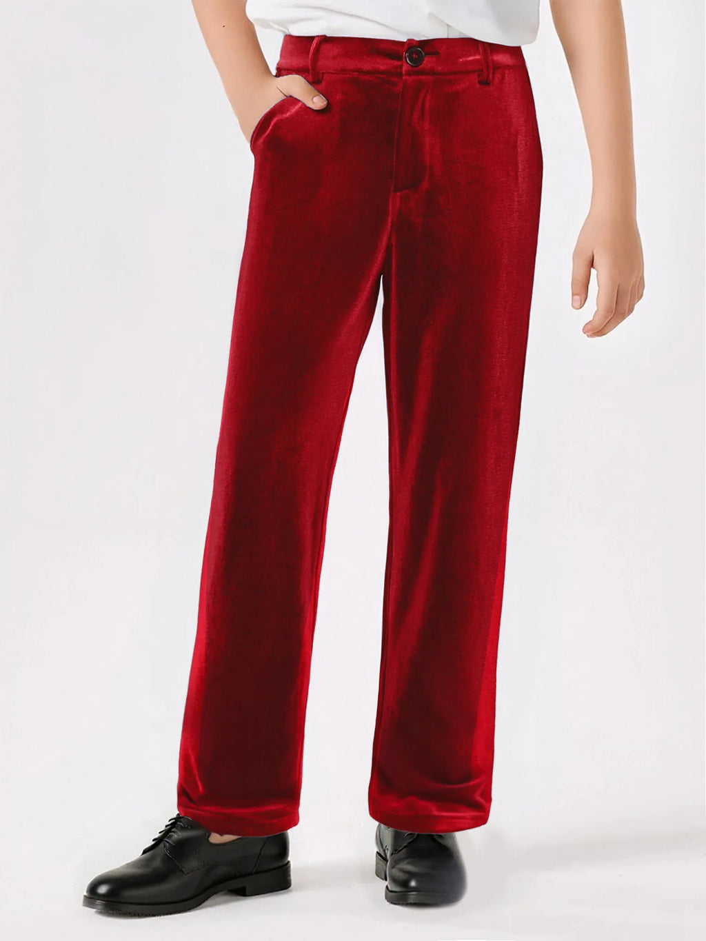 Kids Boys Velvet Pants Gentleman Suit Trousers Christmas Costume Straight Pants for Formal Party Birthday Wedding Child Trousers