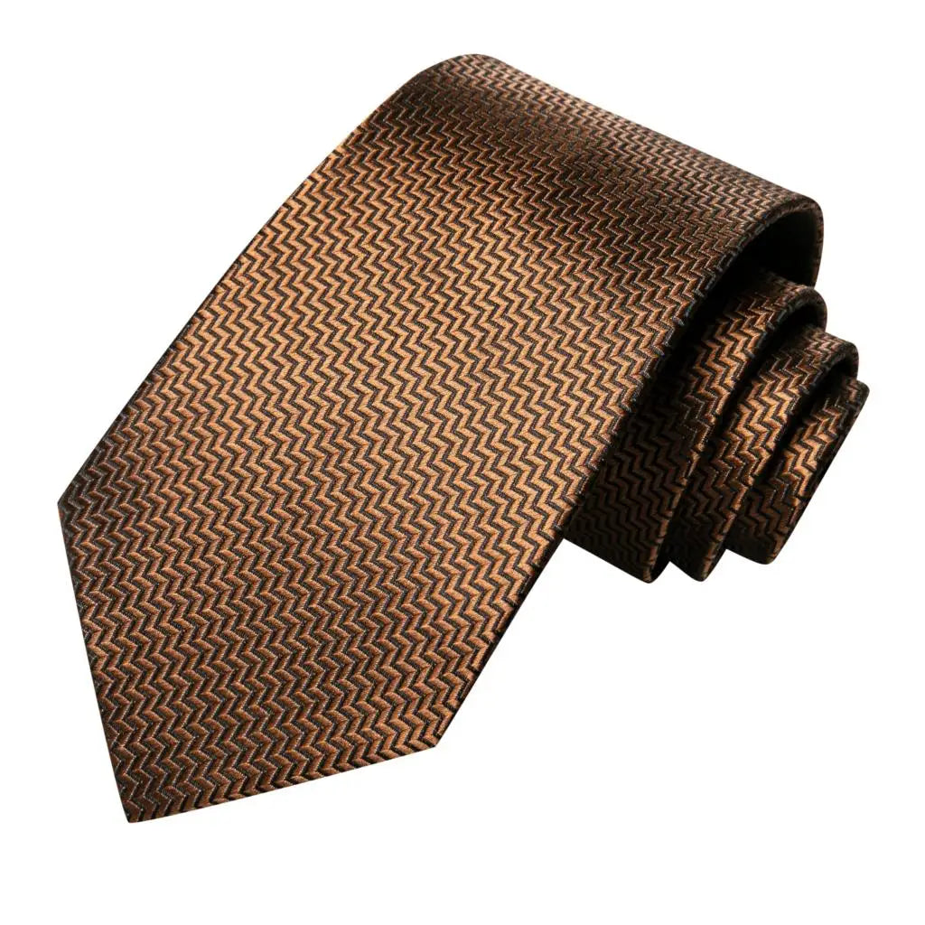 2023 New Gift Tie for Men Novelty Brown Solid Fashion Brand Wedding Party Necktie Handky Cufflinks Wholesale Hi-Tie Designer