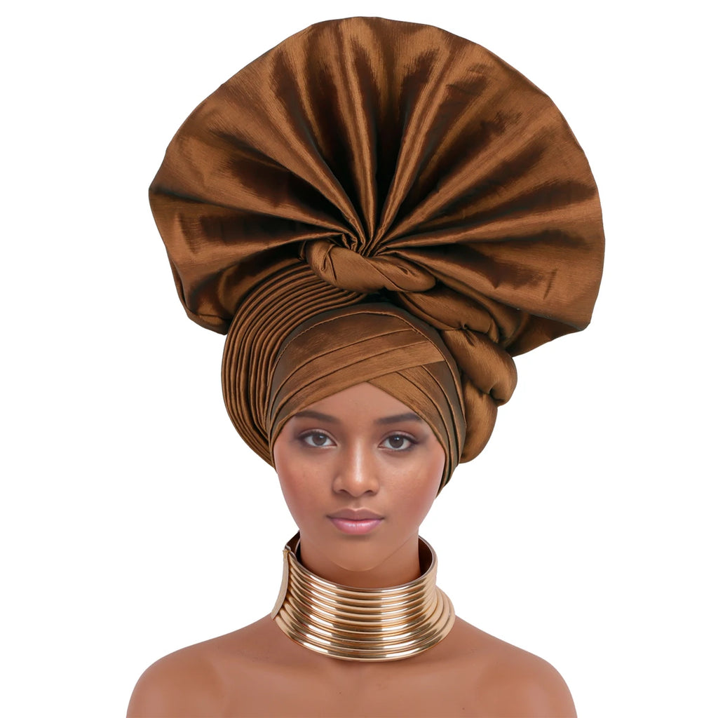 African Auto Gele Headtie Nigeria Women's Head Wraps Wedding Party Headpiece Women Turban Cap