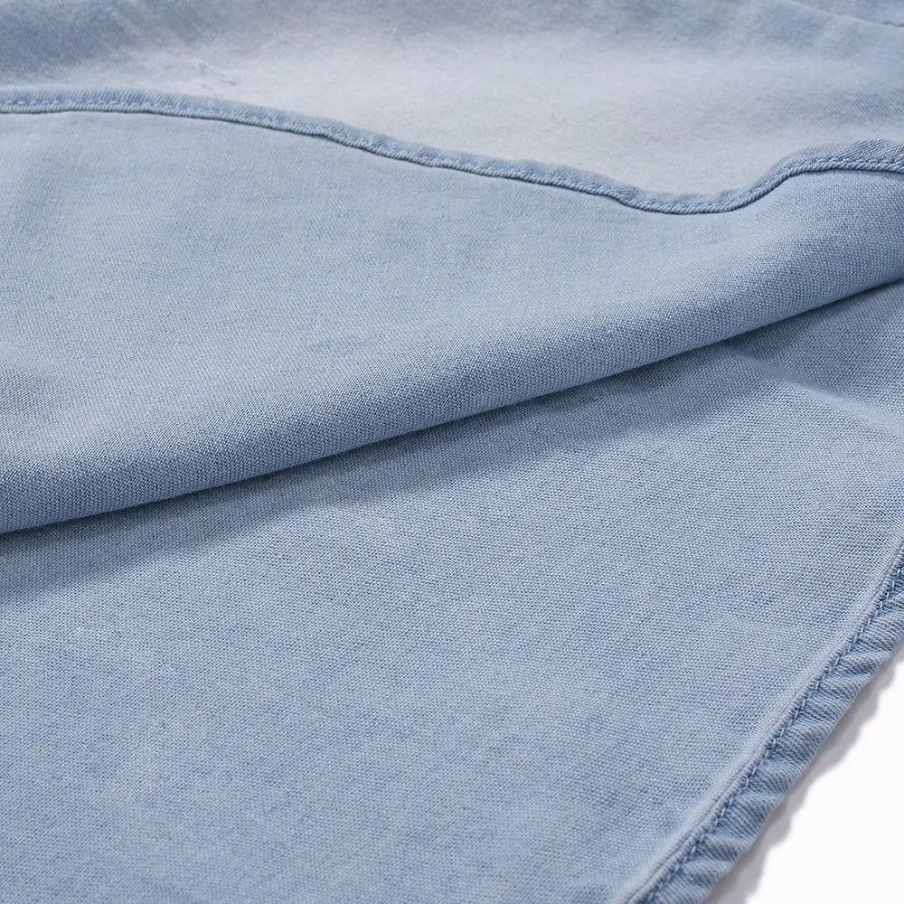 Men's Denim Short Sleeve Shirt Summer American Casual Workwear Style Fashion Jean Shirt Breathable Daily Wear Summer Clothing