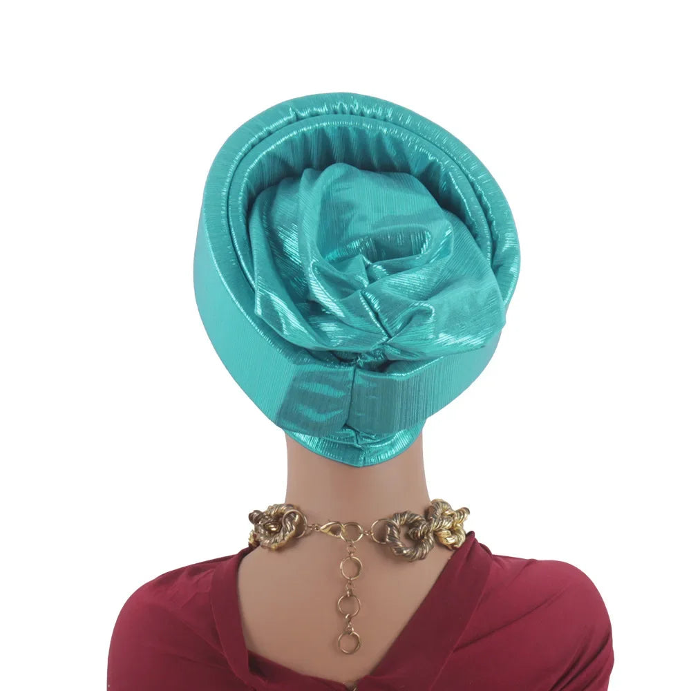 Already Made African Headtie Turban Cap Nigeria Party Headgear Female Head Wraps Pleated Auto Gele Cap Headpiece 2025