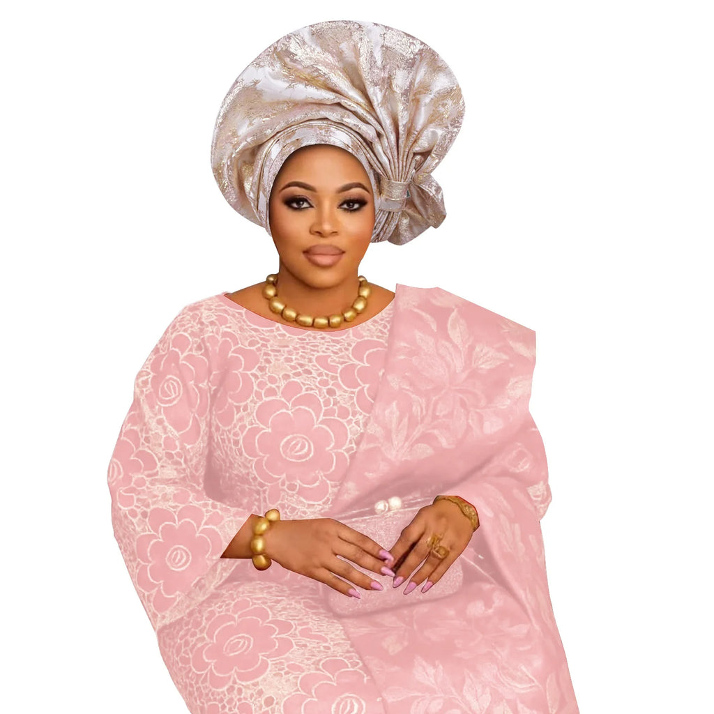 2026 New African Headtie Turban Nigeria Auto Gele Head Wraps Auto Gele Women's Turban Cap Wedding Geles Muslim Head Wraps Bonnet