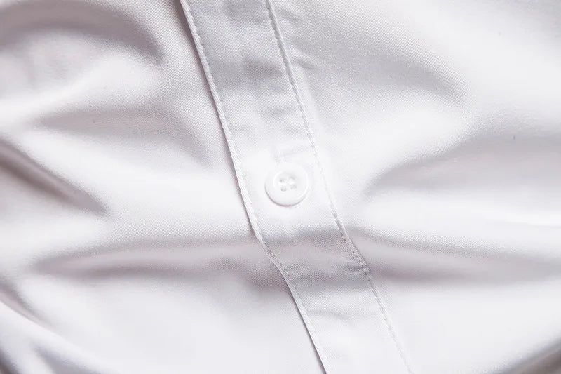 Men's Irregular Oblique Button Up Dress Shirts Streetwear Luxury Elegant Embroidery Business Shirt Chemise Homme Mens Blouses