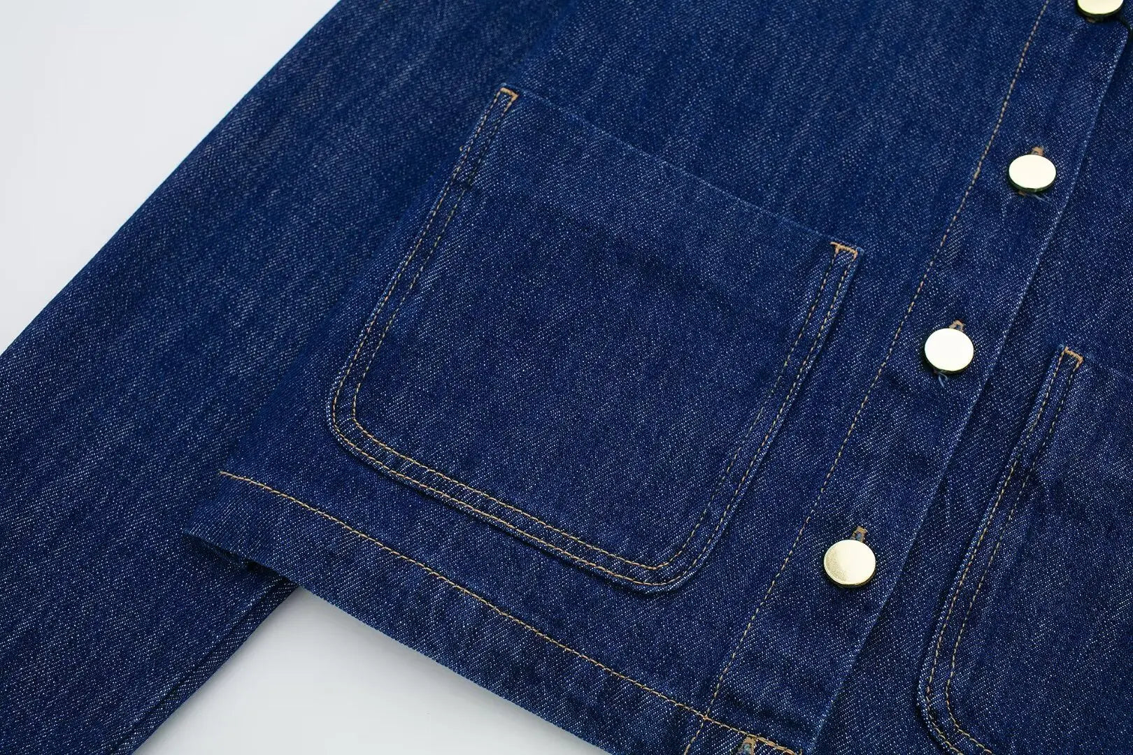 HH 2024 Spring Women 2 Piece Denim Trousers Suits Solid O Neck Coat Top + Pockets Elegant Female Straight Wide Leg Long Pant