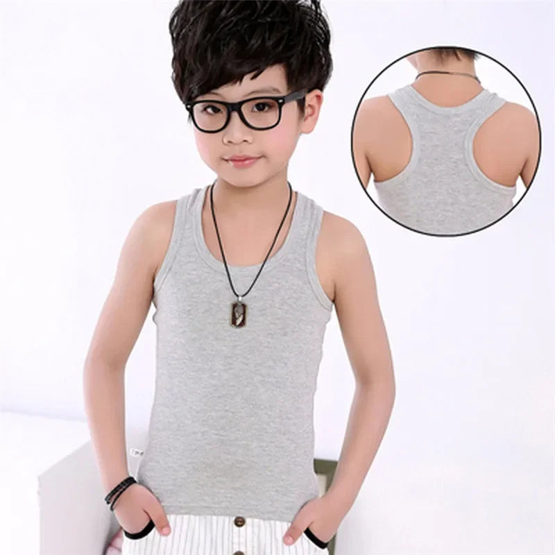 Kids Baby Boys Vests T-shirts Children Summer Vest Top Outfit Kid Boy Girl Solid Tops Clothes Cotton Tees Black Playsuits