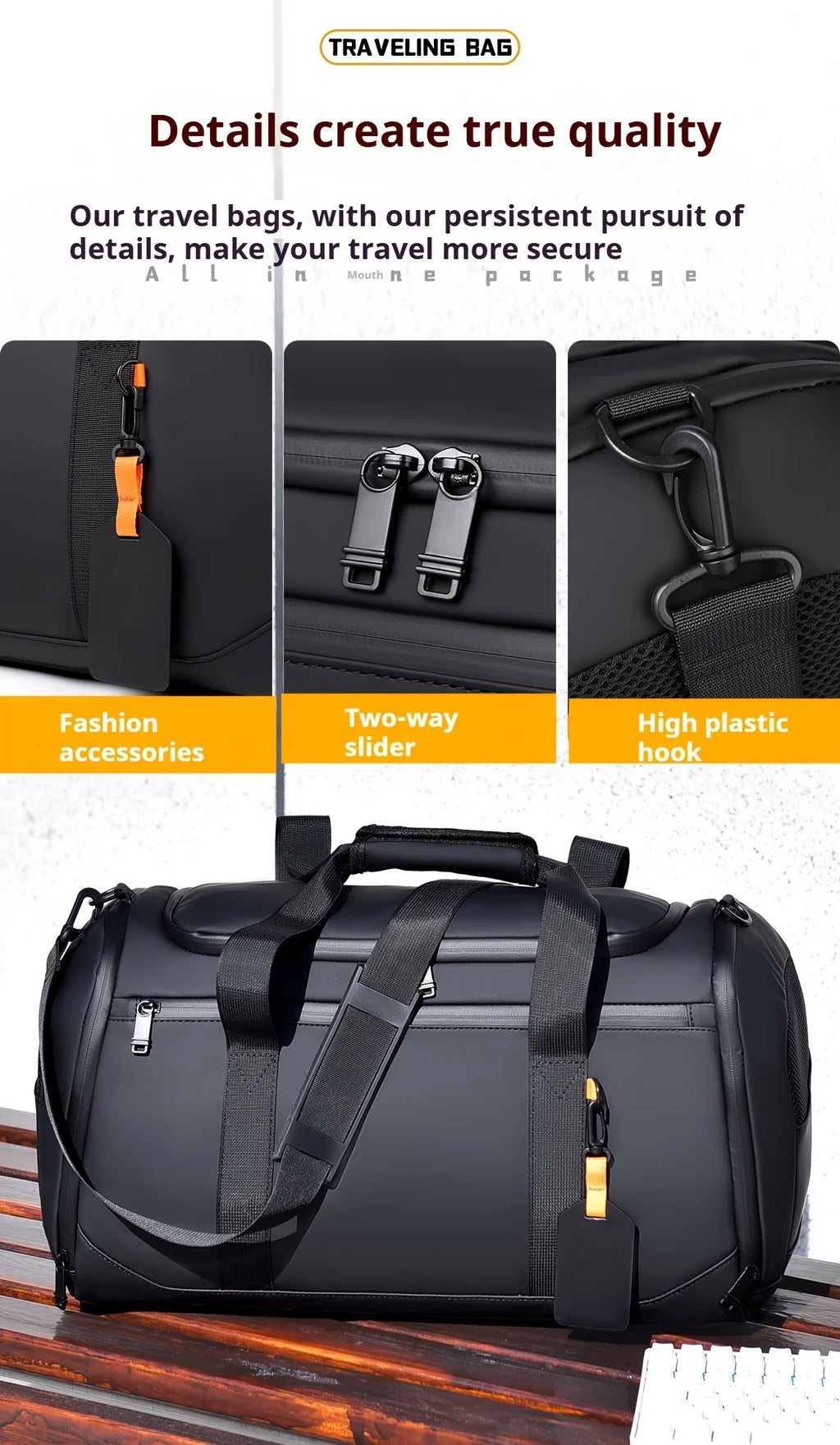 Large Capacity Carry on Travel Bag for Men Spacious Sports Gym Bag with Multiple Compartments Weekend Overnight Duffel Bag