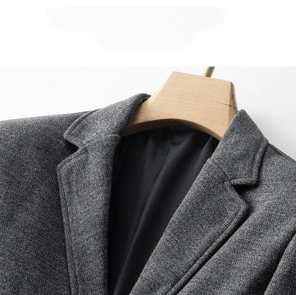 Man Blazer Autumn Turn Down Collar Pocket Male Suit Coat Retro Single-breasted Long Sleeve Non-ironing Casual Men Outerwear