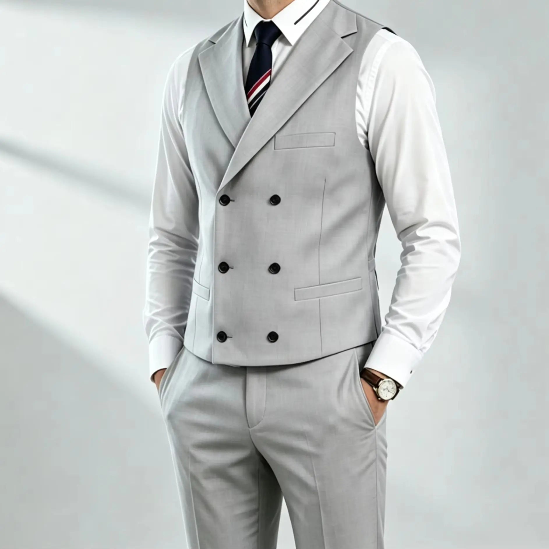 Men's 2 Piece Formal Suit Set, Casual Business Waistcoat and Pants, Wrinkle Resistant Suit Outfit