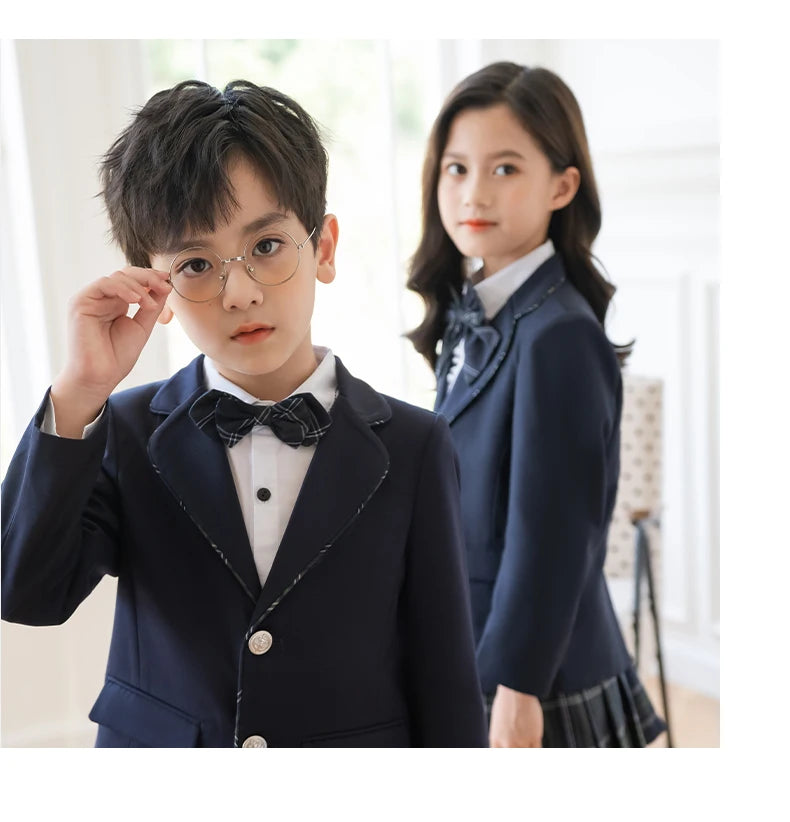 Kids Japanese Navy Jacket Suit Dress School Uniforms Girls British Boys Blazer Formal Outfits Chidren Student Clothes Class Sets