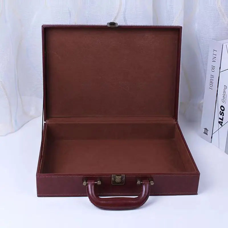 2025 New Cover Style Briefcase Men's Handheld Shoulder Business Leisure Insurance Contract Document Storage Box 34X24X8.5CM