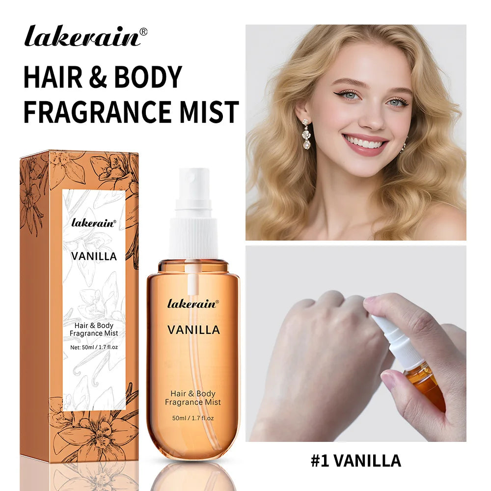 2 Pcs Vanilla Rose Fragrance Spray Hair & Body Fragrance Mist Fresh Long Lasting Fragrance Perfume Travel Size Freshener Spray