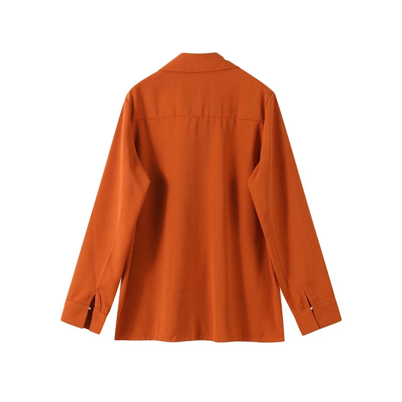 Shirt Trousers 2 Pieces Set For Women Solid Turn Down Collar Long Sleeves Single Breasted Top Lace Up Pants 2025 Ladies Outfits