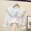 Girls' Shirt 2025 New Children's Western Style Top Little Girl's Style Long Sleeve Korean Shirt