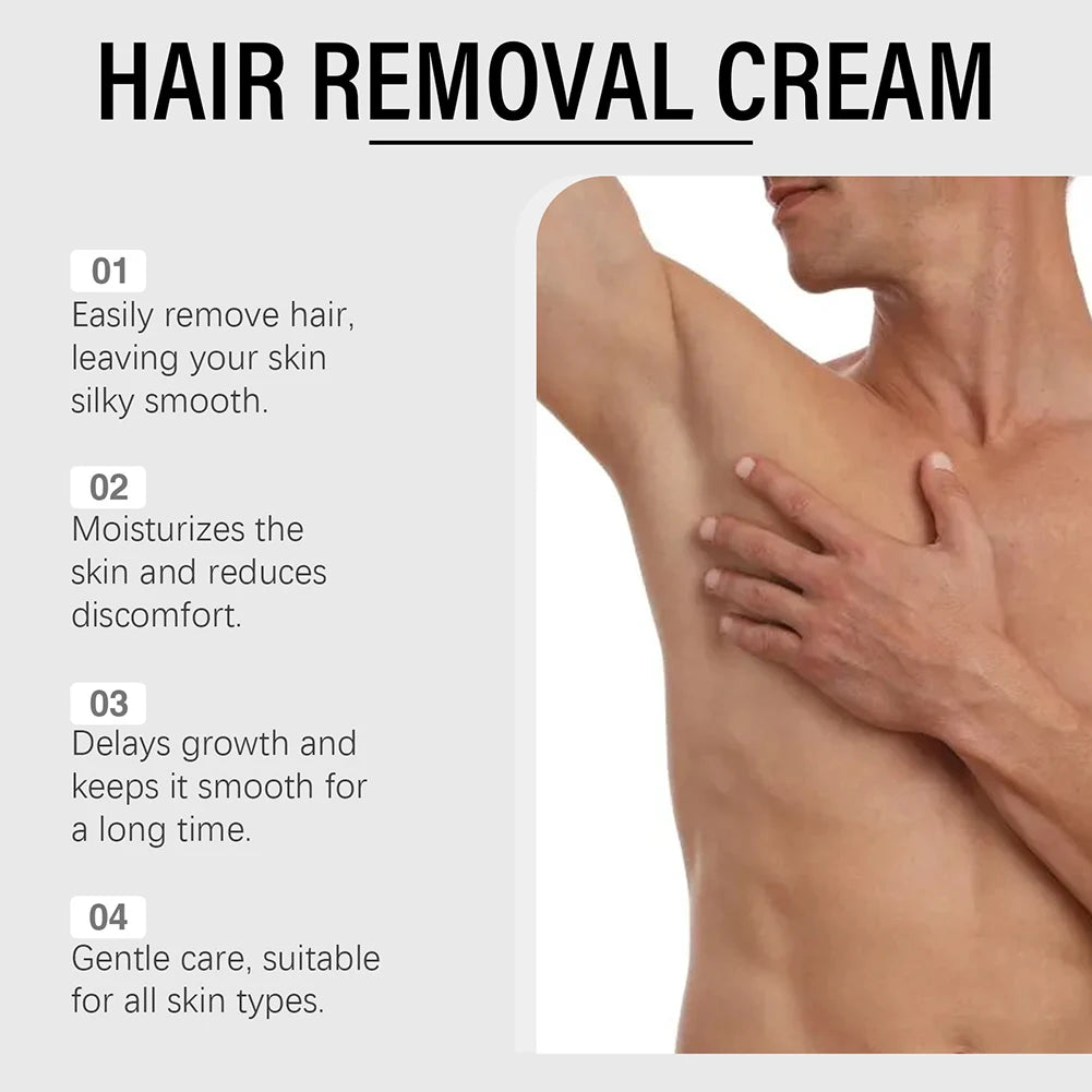 Men's Hair Removal Cream Nourishing Painless Non Irritating Growth Inhibitor Smooth Portable Body Hair Removal Lotion Skin Care