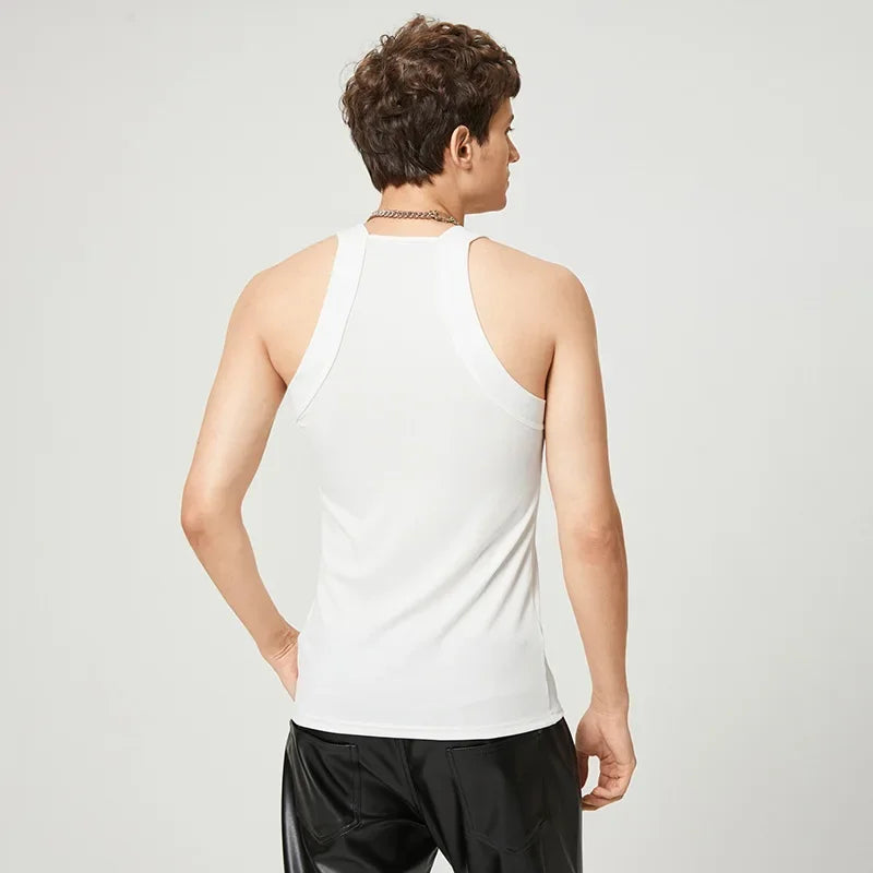 Summer Men's New Solid Color Fashion Sleeveless Shapewear Europe and America Men Sexy Tight Elastic Vest S-4XL