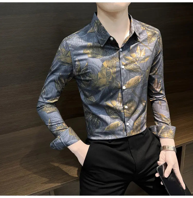 Floral Shirt Man Long-sleeved Spring and Autumn Summer Thin Fashion Floral Men Casual Cardigan