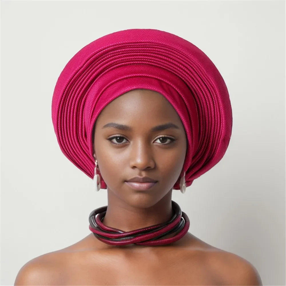 Nigeria Head Ties Wedding Party Headgear Elegant African Headtie Turban Already Made Women's Auto Gele Female Head Wraps