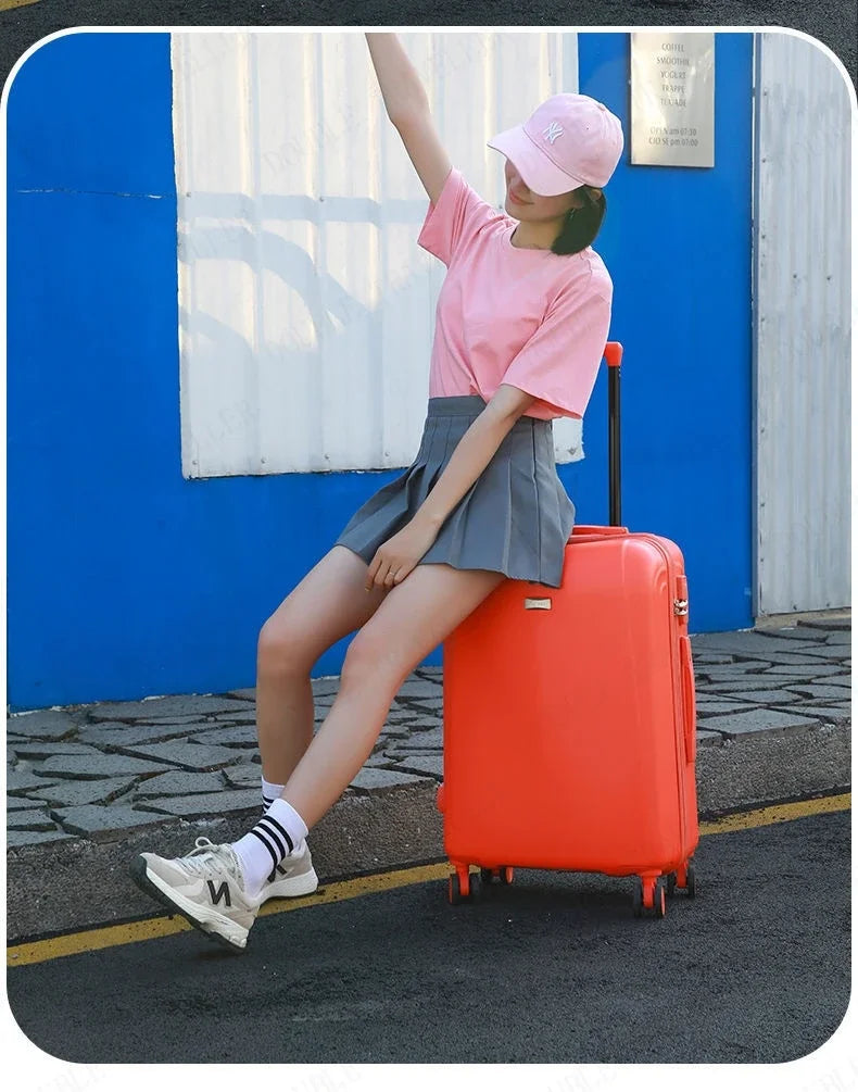 Travel suitcase on mute Universal wheels  ABS +PC Rolling Luggage set 20 inch carry on Cosmetic bag zipper luggage-bags valises