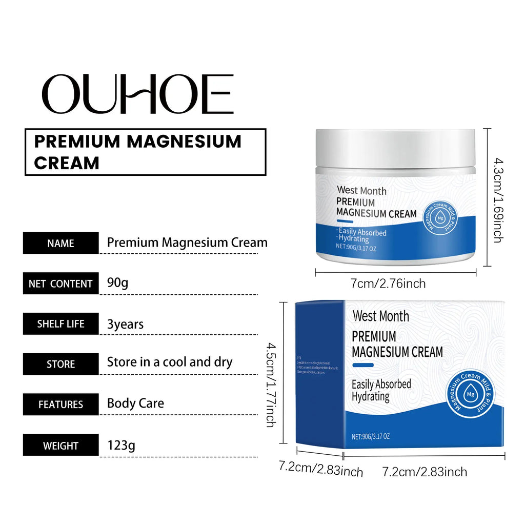 Premium Magnesium Cream Moisturizing and Refreshing Body Lotion with Lavender Fragrance to Care for Sleep 3.17 OZ