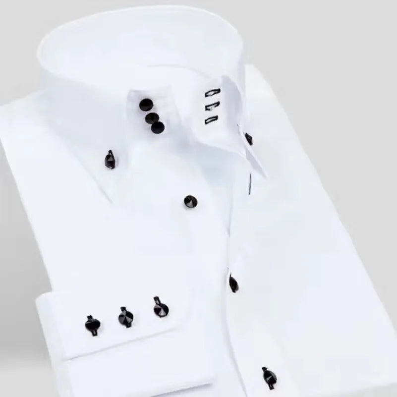 Men's Collared Shirt Long Sleeve Fashion Korean Button-down Casual Shirts Formal Business Dress Shirts Slim Fit Designer Shirts