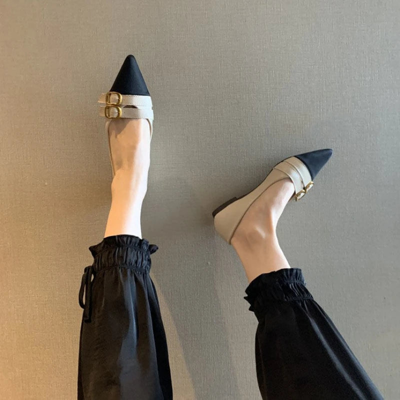 Ladies Summer Footwear Flat Office Black Shoes for Women 2025 Low Heel Elegant Pointed Toe Flats Beau Today High Quality 39 Shoe