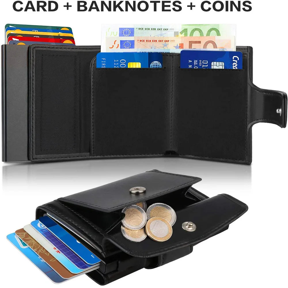 Rfid Microfiber Leather Men Wallets Fashion Card Holder Trifold Wallet Money Bags Smart Slim Thin Coin Pocket Wallet Purse