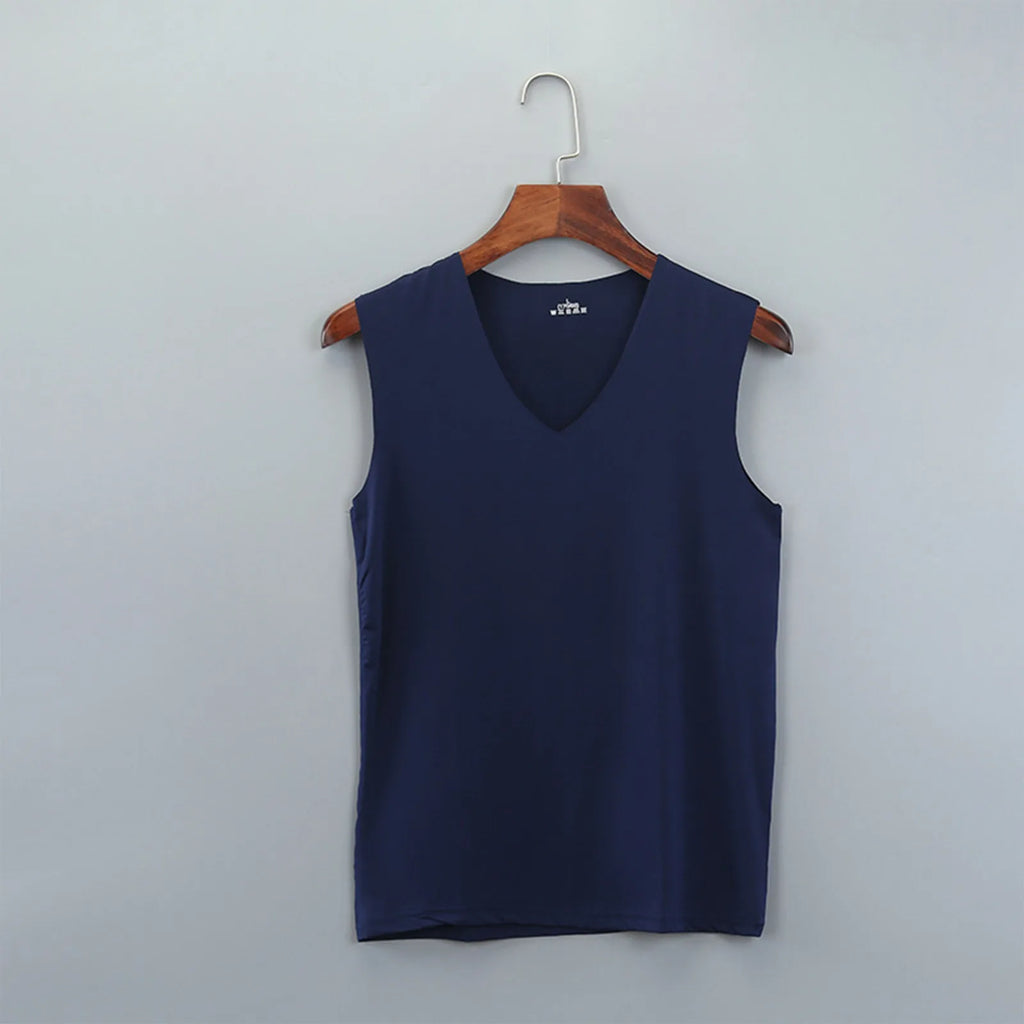 Men'S Top Men'S Summer Multi Color Sleeveless Vest Men'S Summer Ice Silk Traceless Thin Breathable Color V-Neck Sleeveless Top