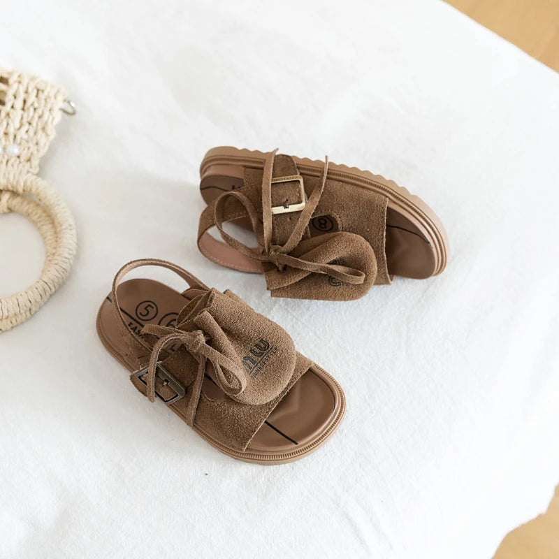 2025 Sandals for Boys Fashion Summer Shoes 3-16 Years Girls Open Toe Matte Pu Leather Shoes Sandals Children Slippers