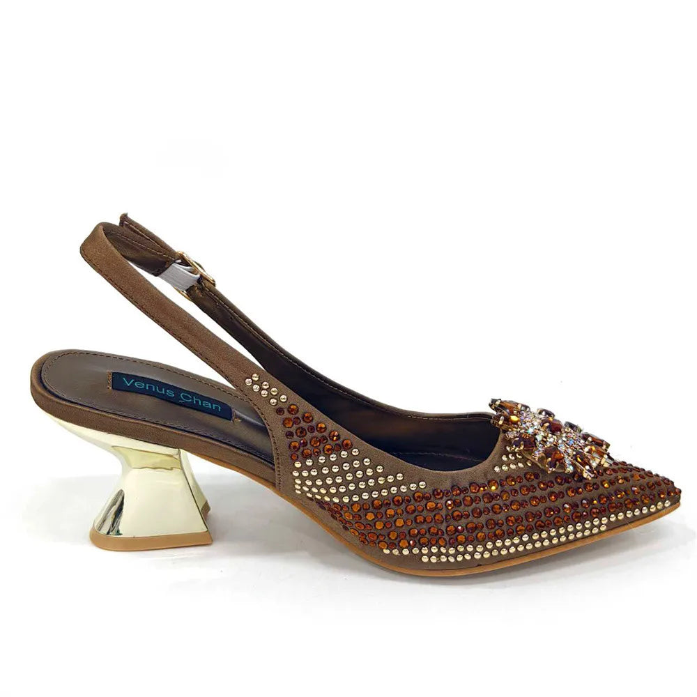Nigeria Fashion Rhinestone-encrusted Ladies Party Shoes And Special bags High Heels And Dual Purpose Bag Women's Shoes