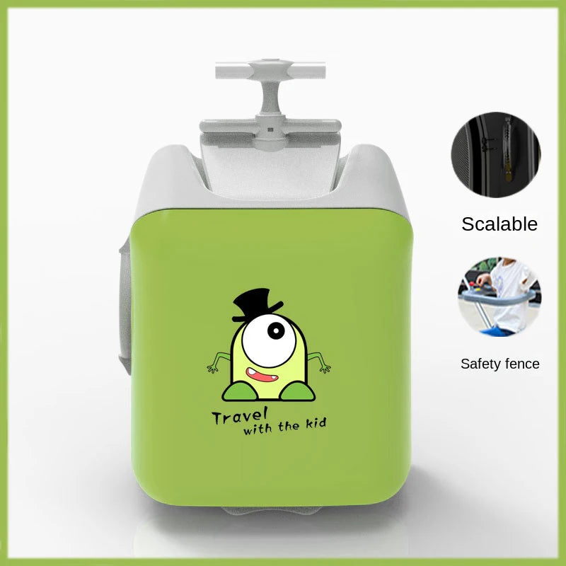 New Cartoon Suitcase for Kids Can Sit Boarding Cabin Luggage children's Suitcases Travel Lazy Trolley Case Baby Walker box wheel