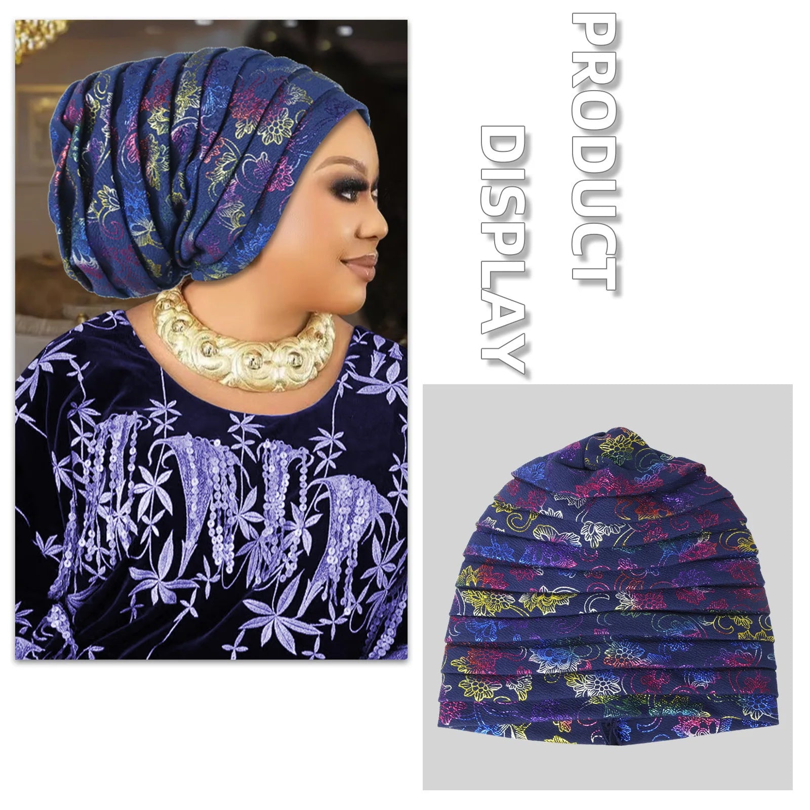 Fashion Wedding Geles African Headtie Auto Gele Turbans for Women Fabric Muslim Headwear Headpiece Female Head Wraps