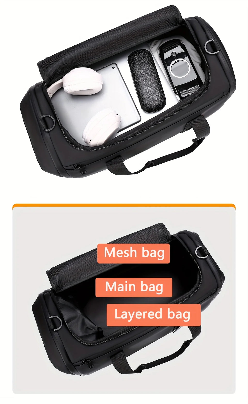 Large Capacity Carry on Travel Bag for Men Spacious Sports Gym Bag with Multiple Compartments Weekend Overnight Duffel Bag