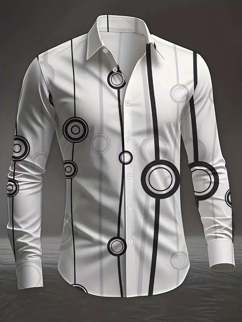 New men's floral shirt long sleeved casual shirt fashionable rose 3D butterfly print lapel slim fit Hawaiian shirt