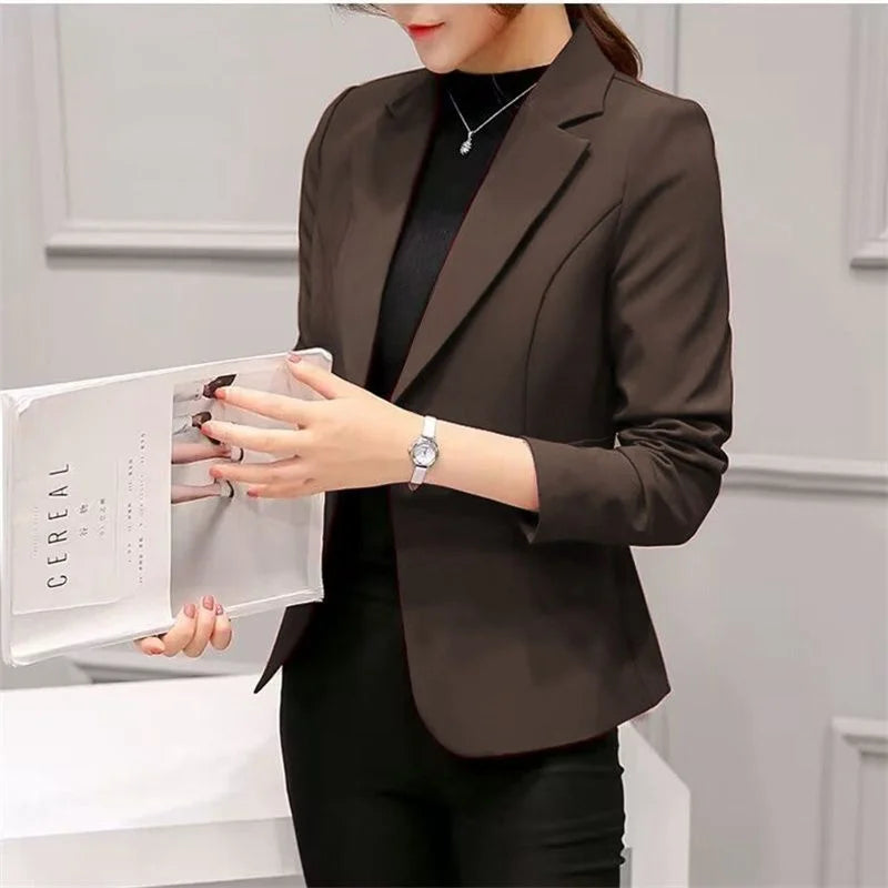 Women's Blazer 2025 Red Long Sleeve Blazers Pockets Jackets Coat Slim Office Lady Jacket Female Tops Suit Blazer Femme Jackets