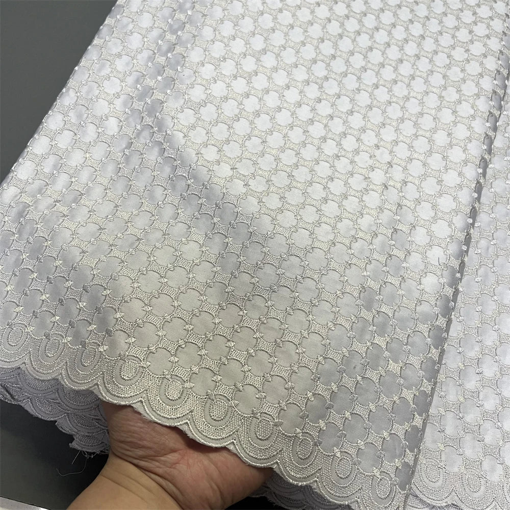 African Nigerian 2026 Tulle Lace Fabric Sewing for Dress High Quality Damask polish luxe Cotton Pure Embroidery 5Yard hz1410