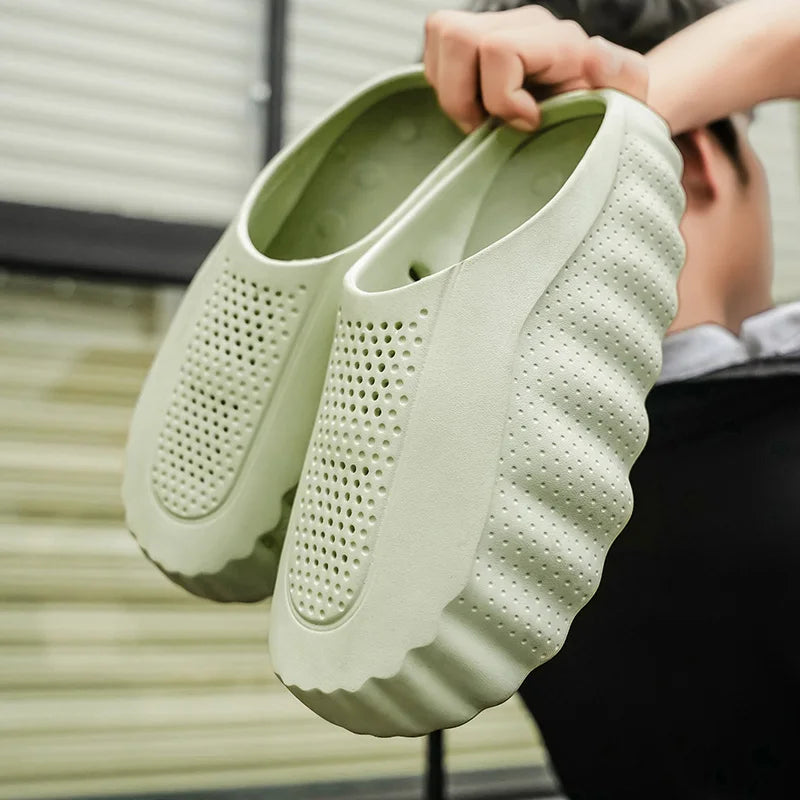 Summer Men Half Slippers Outdoor Breathable Couple Beach Shoes Platform Lightweight Soft Men Sandals Women Garden Casual Shoes