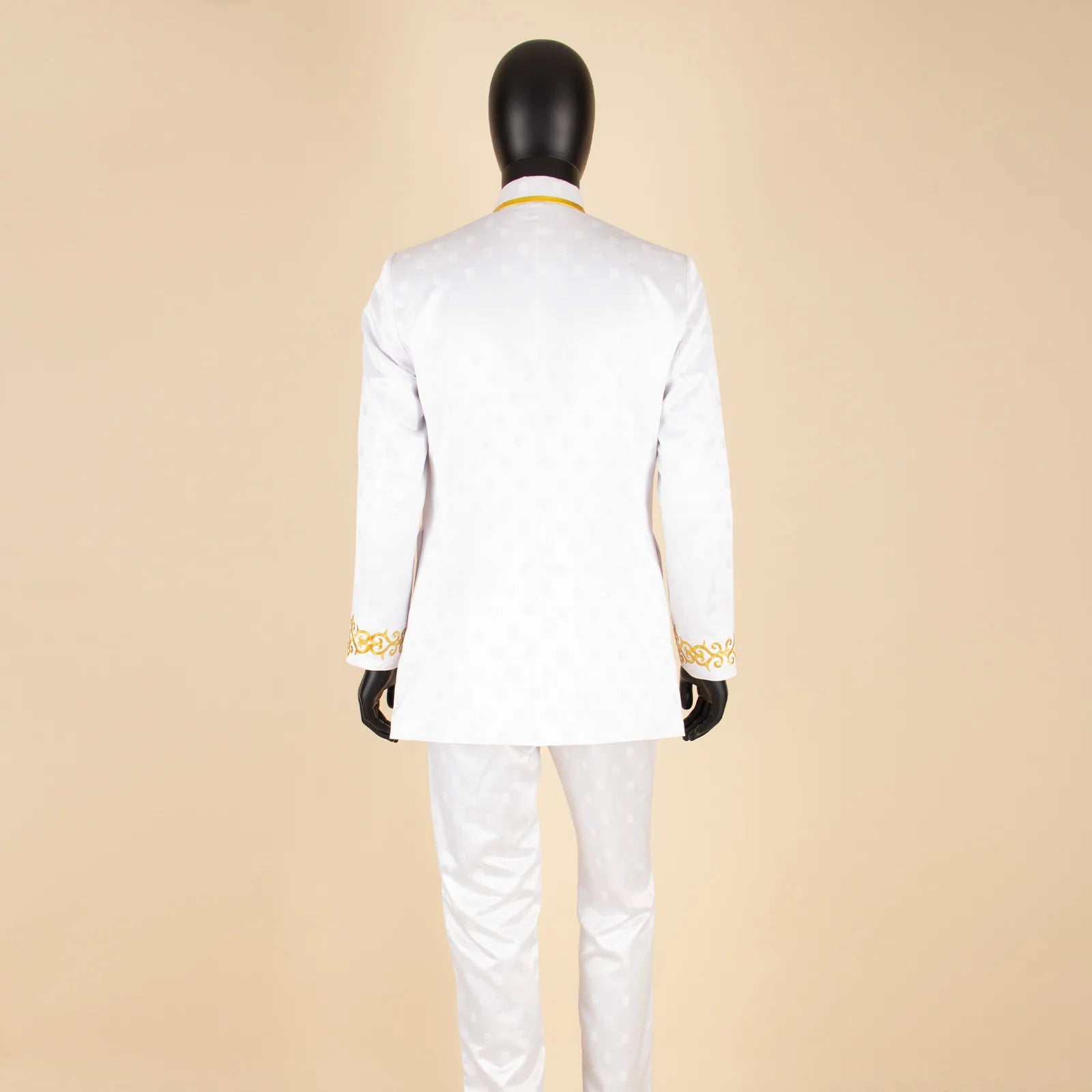 African Men Suit for Traditional Wedding Custom Business Attire Gold Embroidery Coat Pants Set Party Bazin Riche Attire 2416079
