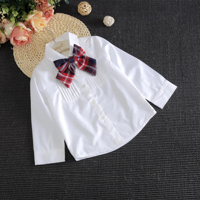 Girls' 2-Piece Outfit Set Bow Shirt + Pleated Skirt Cute Toddler Clothes for Ages 2-7 Years Kids' Fashion Set