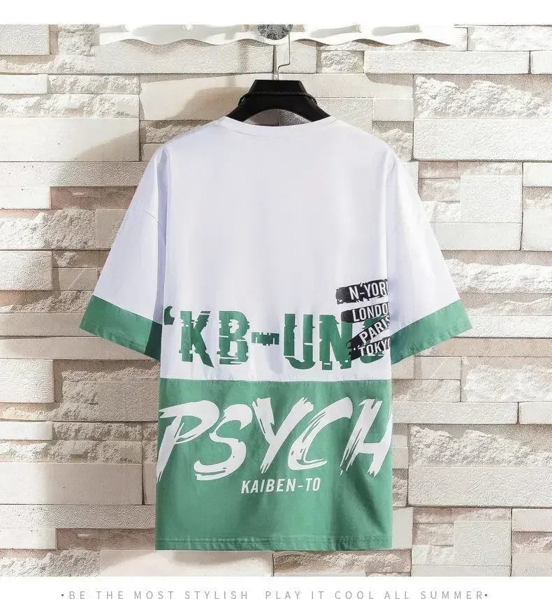 Men Casual T Shirt Letter Printed T-Shirt Hip Hop Y2K Streetwear Fashion Sport Gym Summer Washed Tops Men Clothing Trends 반팔 남자