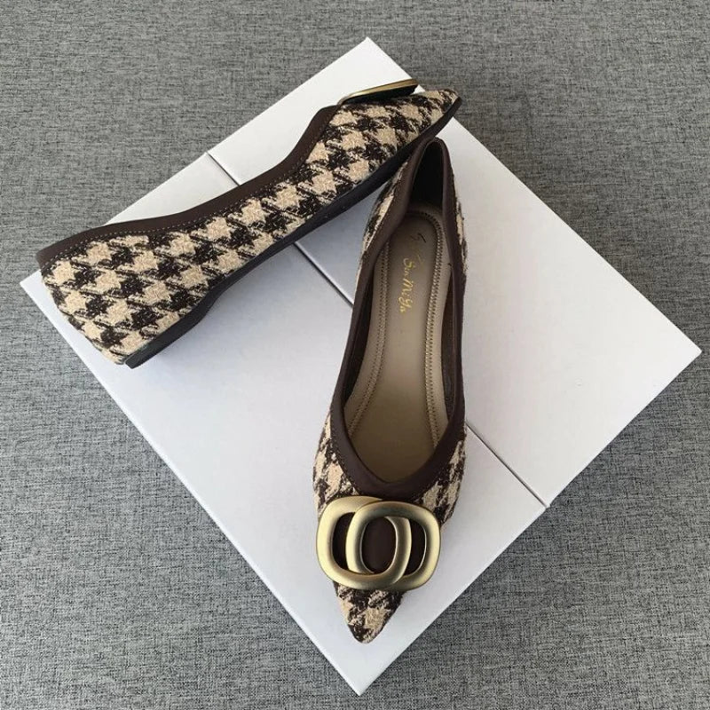 Office Shoes For Women 2025 Ladies Summer Footwear Luxury Leather Casual Formal Pointed Toe Low Heel Elegant Popular Wholesale H