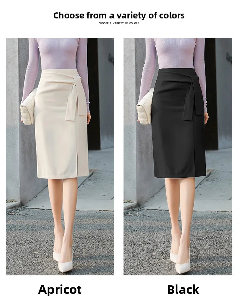 Design Sensation  Maturity Slimming Midi Skirt Women's Spring 2026 New Style High Waist Zipper Side Slit H-Shape Skirt
