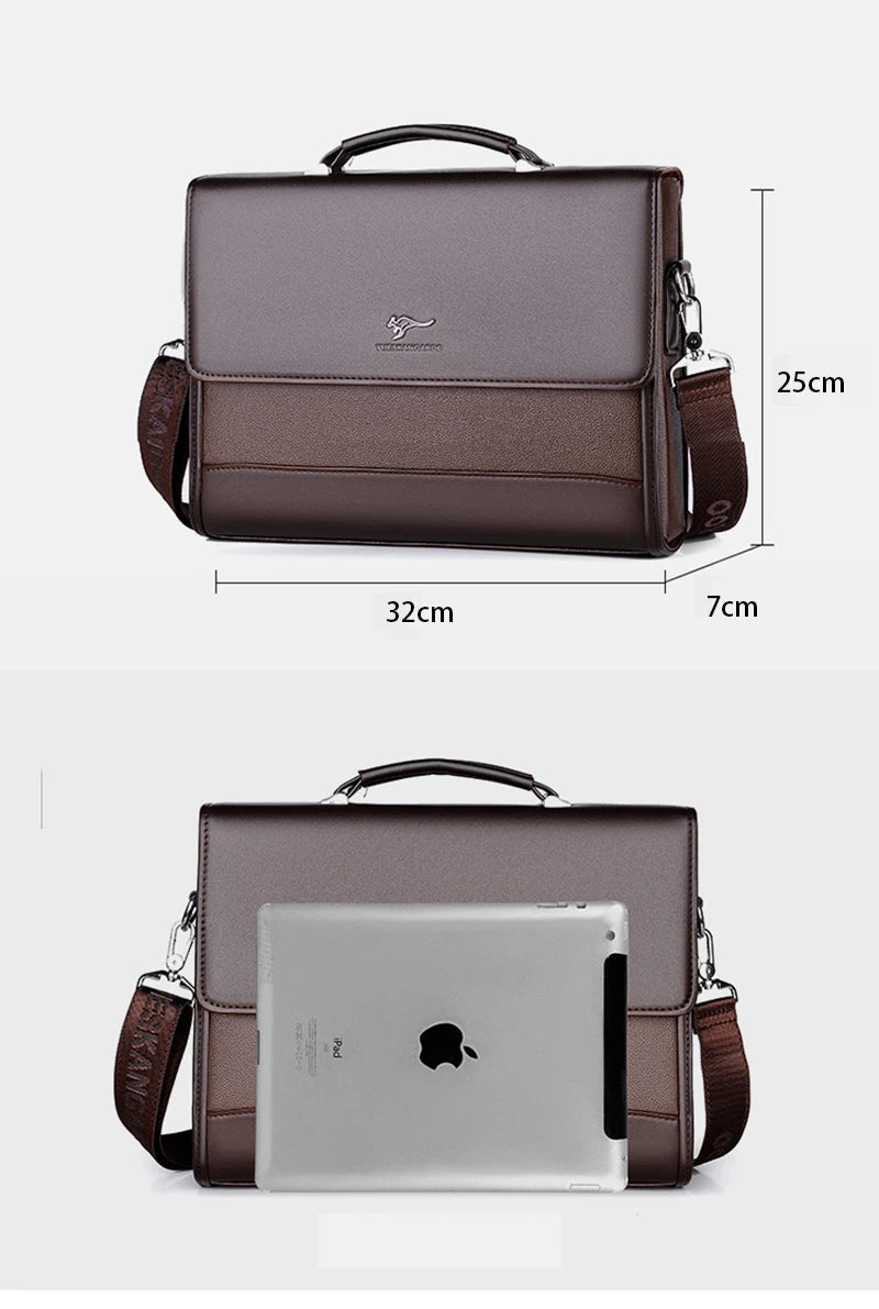 Executives Briefcase For Men PU Leather Designer Business Fashion Handbag Shoulder Messenger Male Organizer for Documents Bag