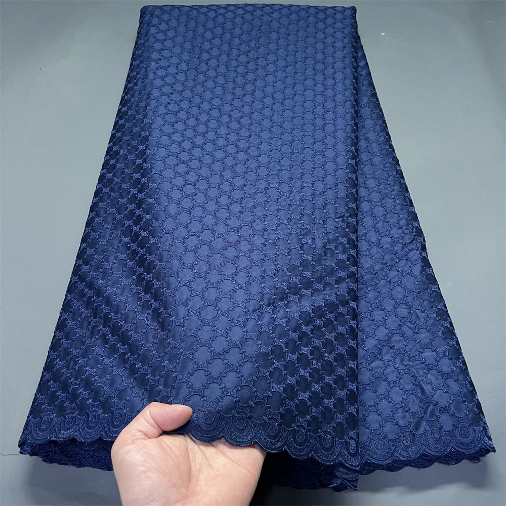African Nigerian 2026 Tulle Lace Fabric Sewing for Dress High Quality Damask polish luxe Cotton Pure Embroidery 5Yard hz1410